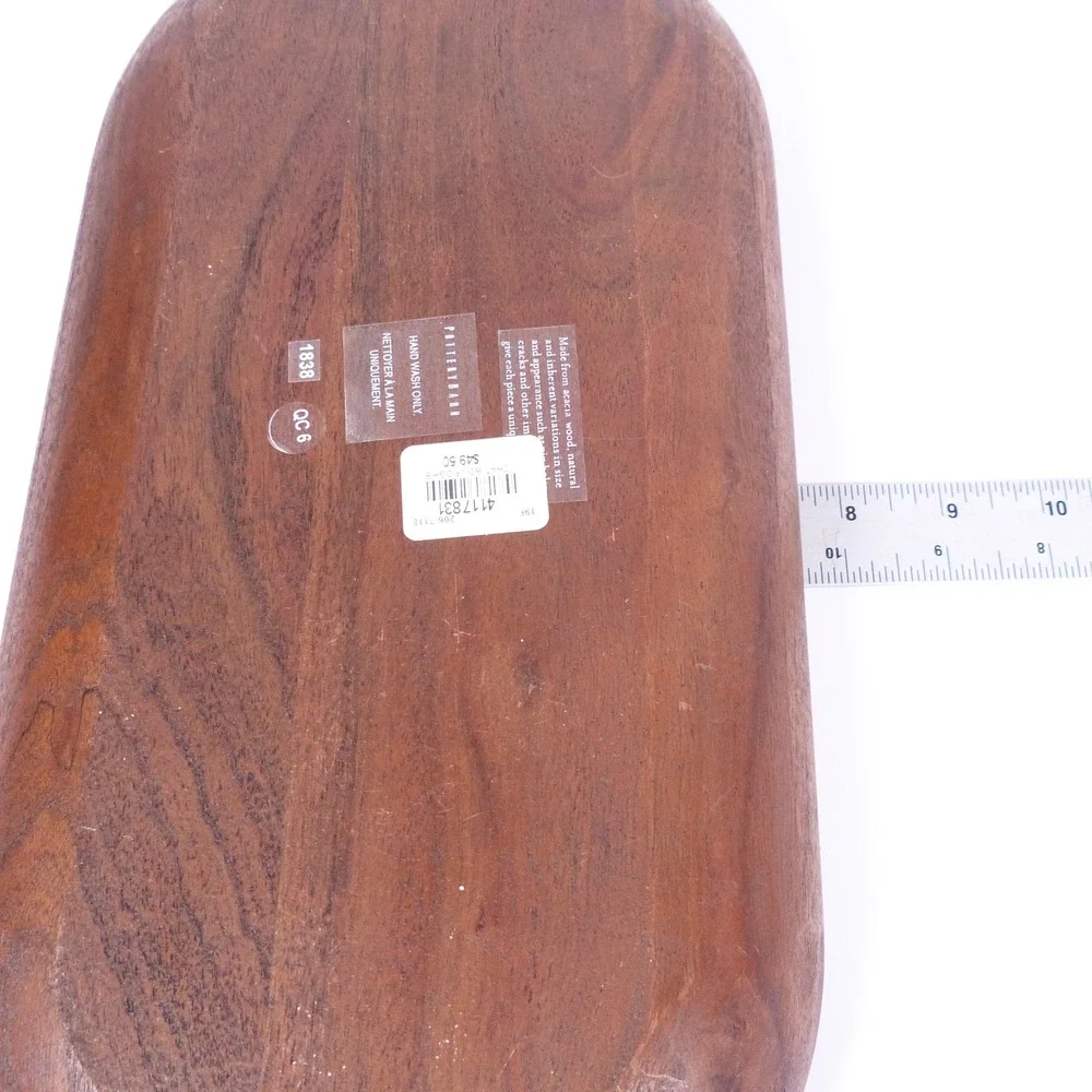 Pottery Barn Chateau Handcrafted Acacia Wood Dough Bowl Serving Tray Platter